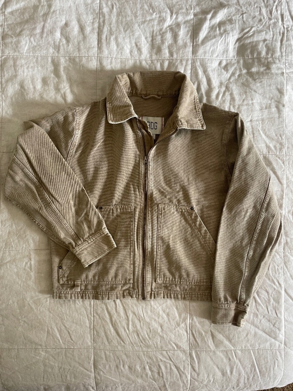 BDG Kasper Textured Canvas Jacket in Tan